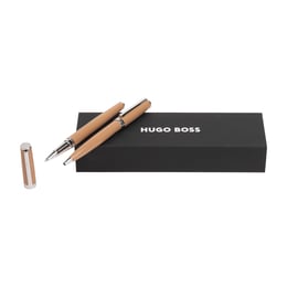 Hugo Boss Комплект химикалка и ролер Gear Icon, в кутия, бежови