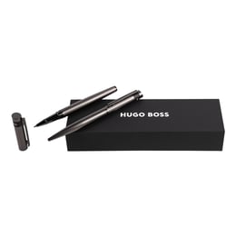 Hugo Boss Комплект ролер и химикалка Loop Diamond, матови, в кутия, хром