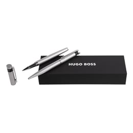 Hugo Boss Комплект ролер и химикалка Loop Diamond, в кутия, хром