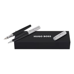 Hugo Boss Комплект писалка и химикалка Formation Line, в кутия, сребристо-черни