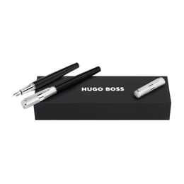 Hugo Boss Комплект писалка и ролер Formation Line, сребристо-черни