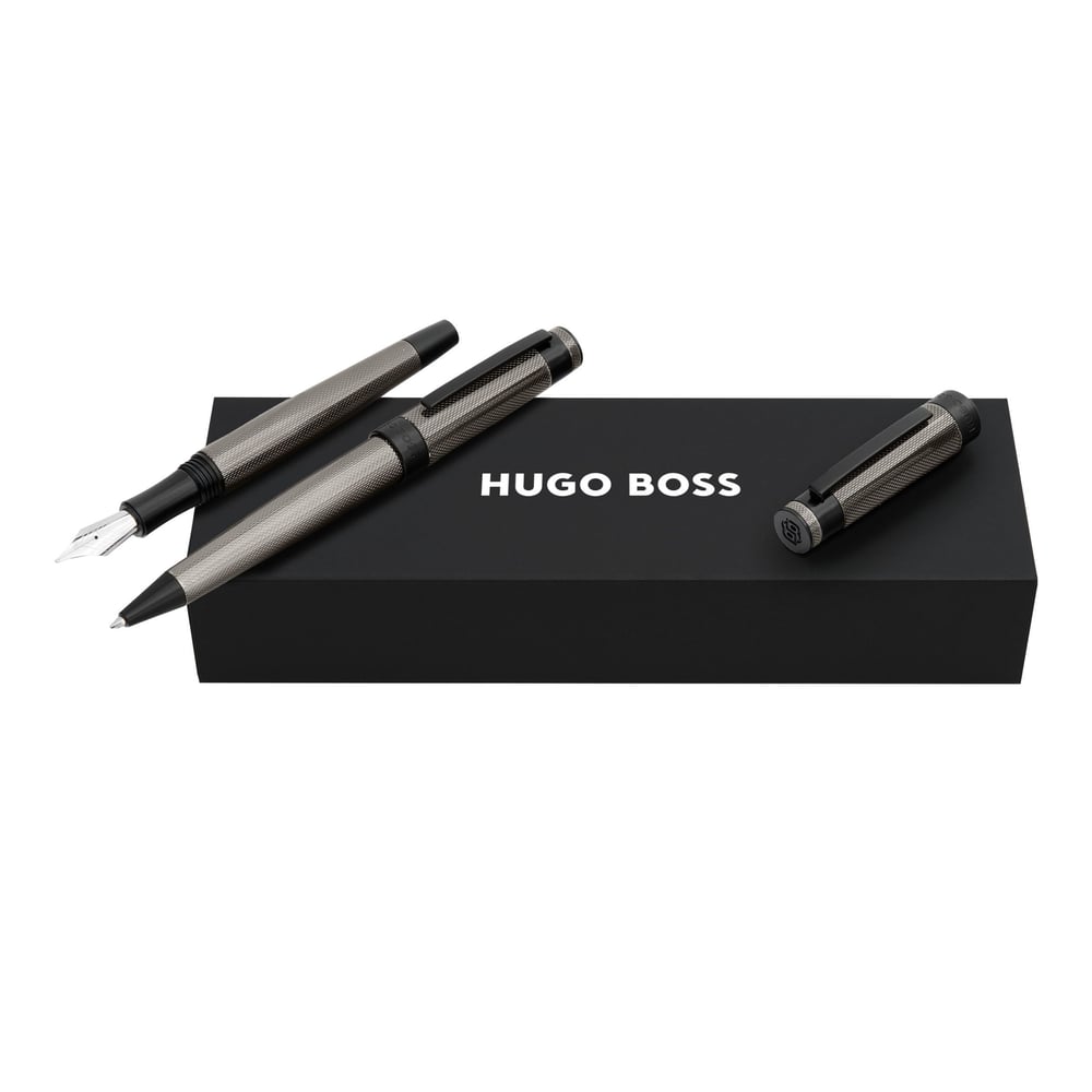 Hugo Boss Комплект химикалка и писалка Eclat, тъмносиви