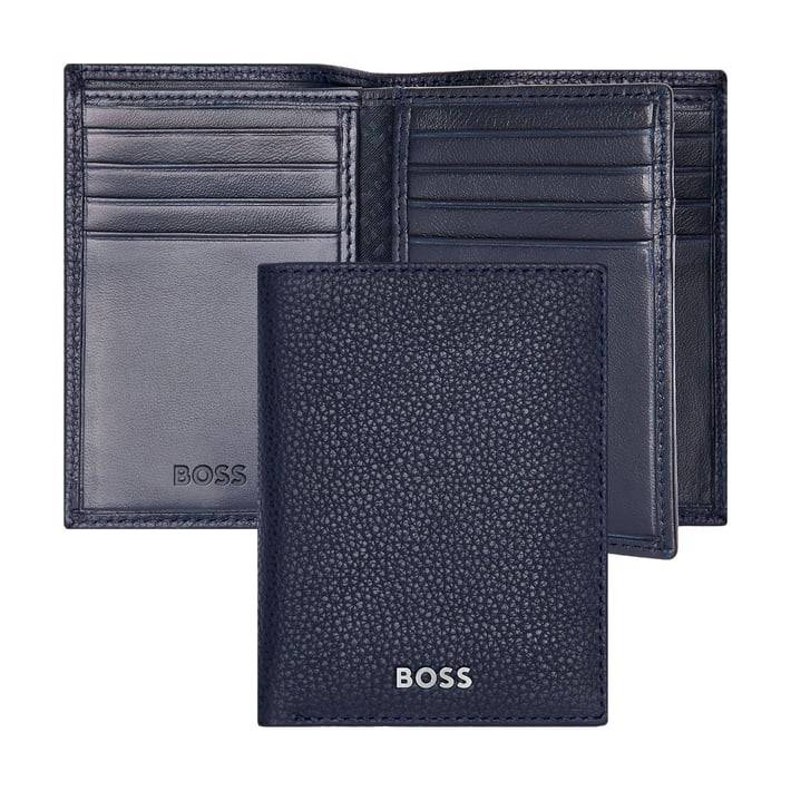 Hugo Boss Калъф за карти Classic Grained, с 16 отделения, тъмносин