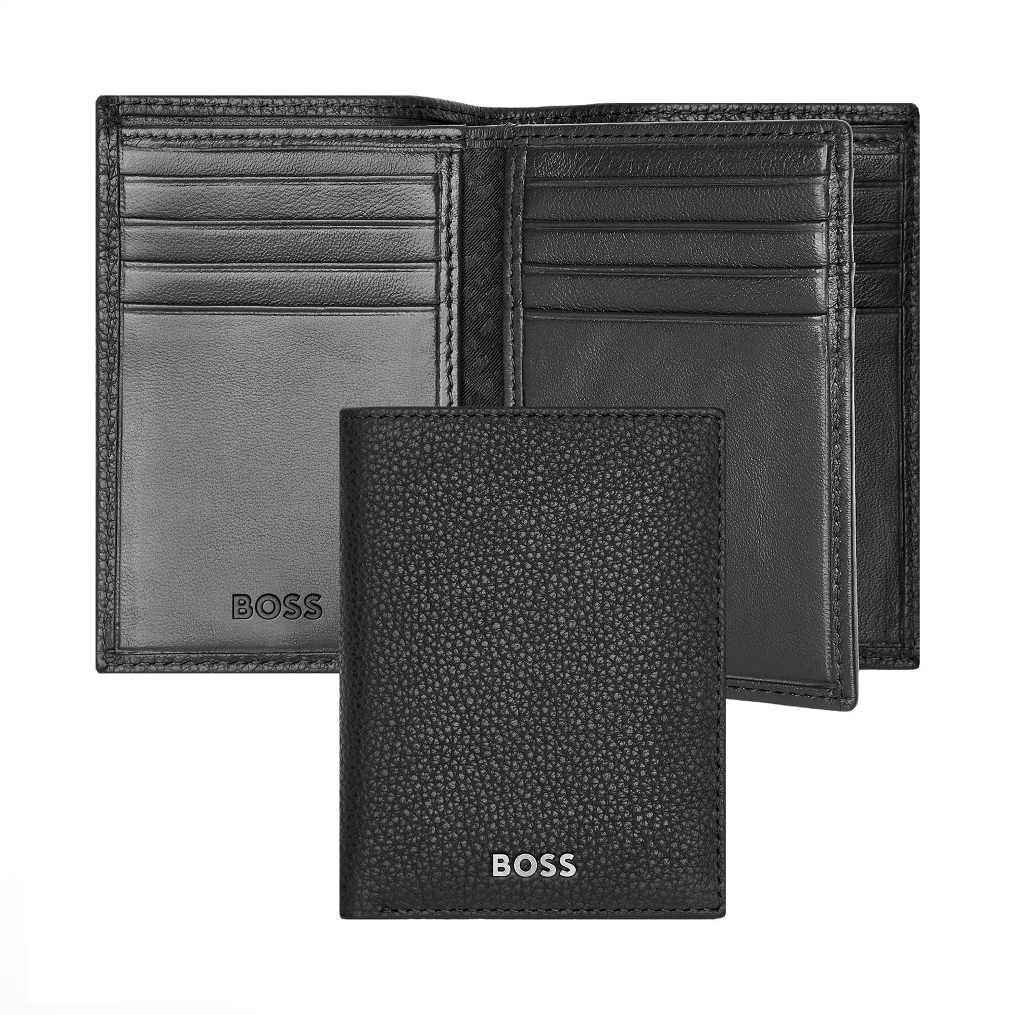 Hugo Boss Калъф за карти Classic Grained, с 16 отделения, черен