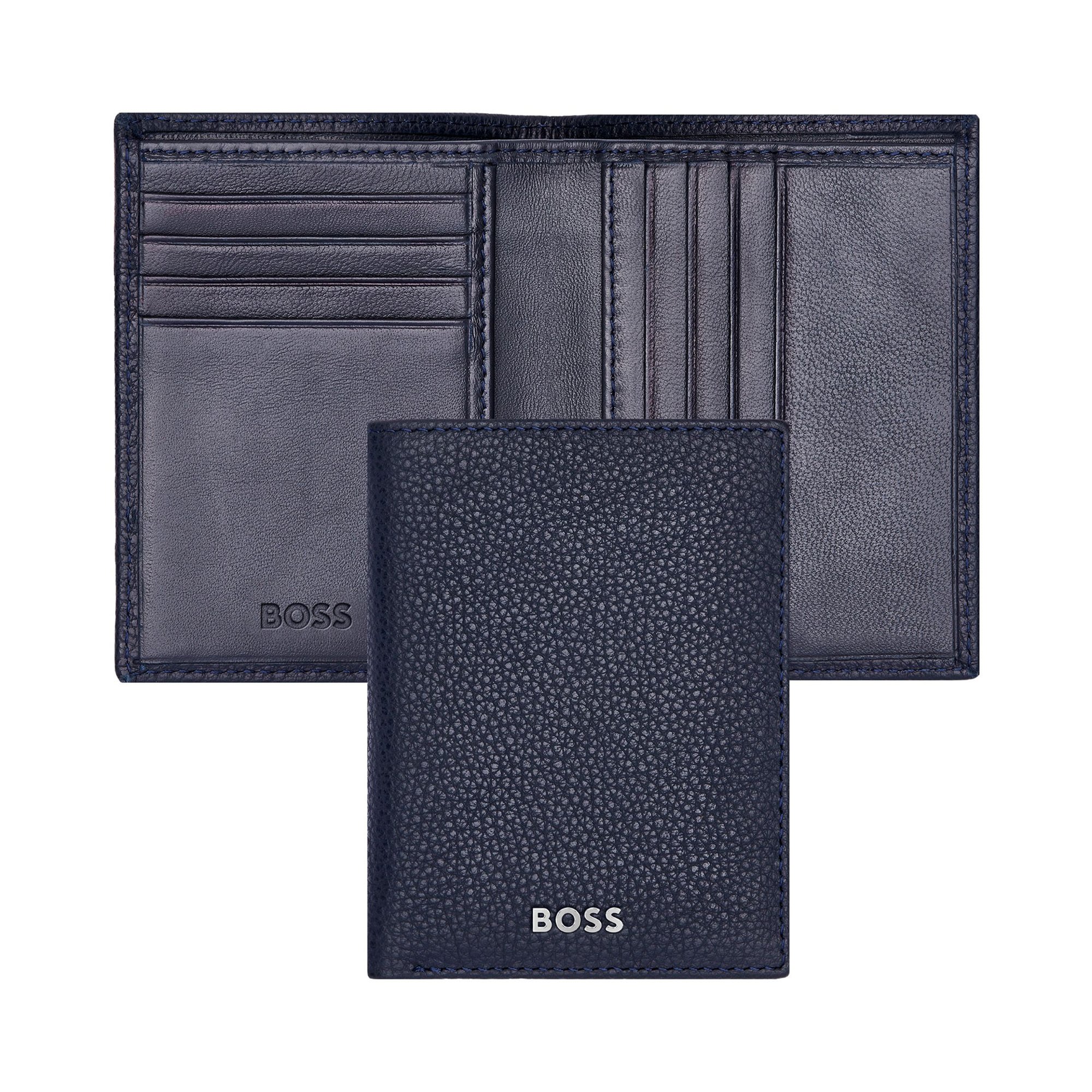 Hugo Boss Калъф за карти Classic Grained, с 8 отделения, тъмносин