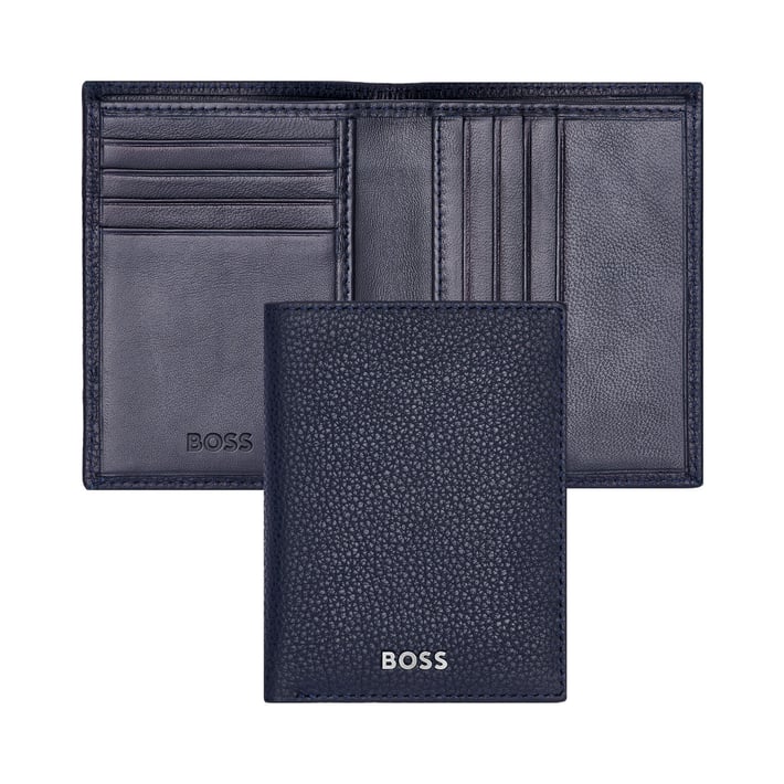 Hugo Boss Калъф за карти Classic Grained, с 8 отделения, тъмносин