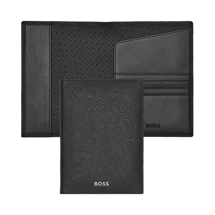 Hugo Boss Калъф за паспорт Classic Grained, черен