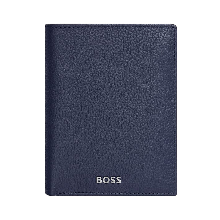 Hugo Boss Калъф за карти и монети Classic Grained, тъмносин