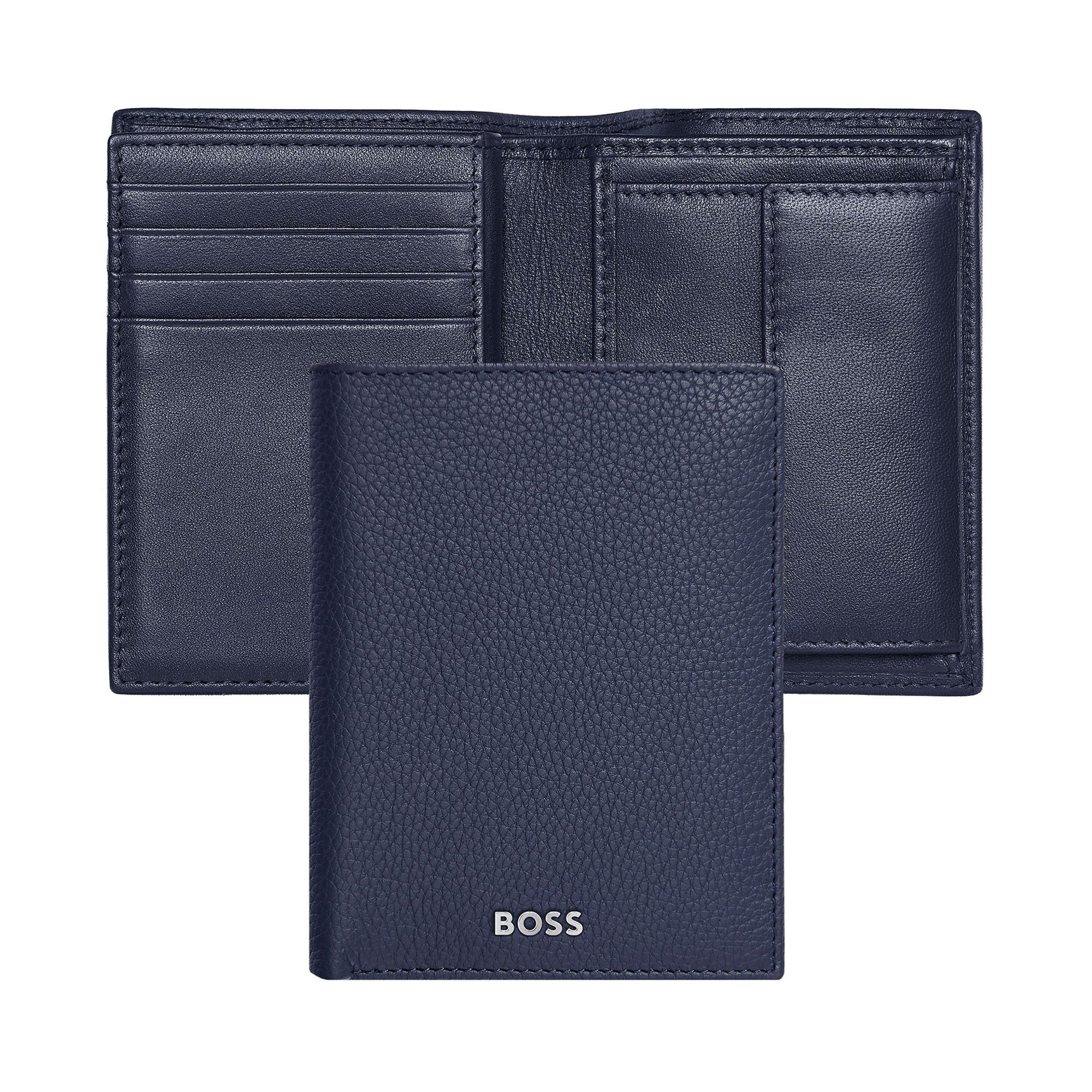 Hugo Boss Калъф за карти и монети Classic Grained, тъмносин