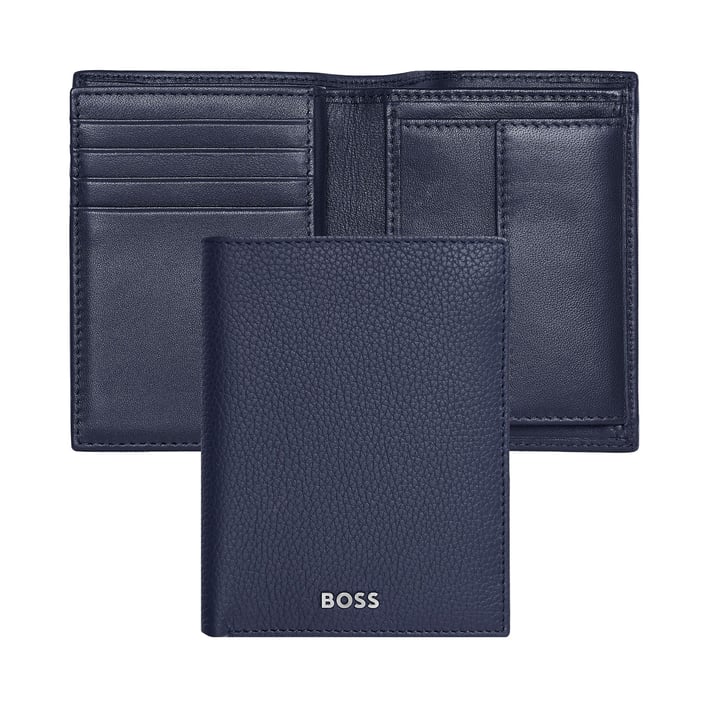 Hugo Boss Калъф за карти и монети Classic Grained, тъмносин