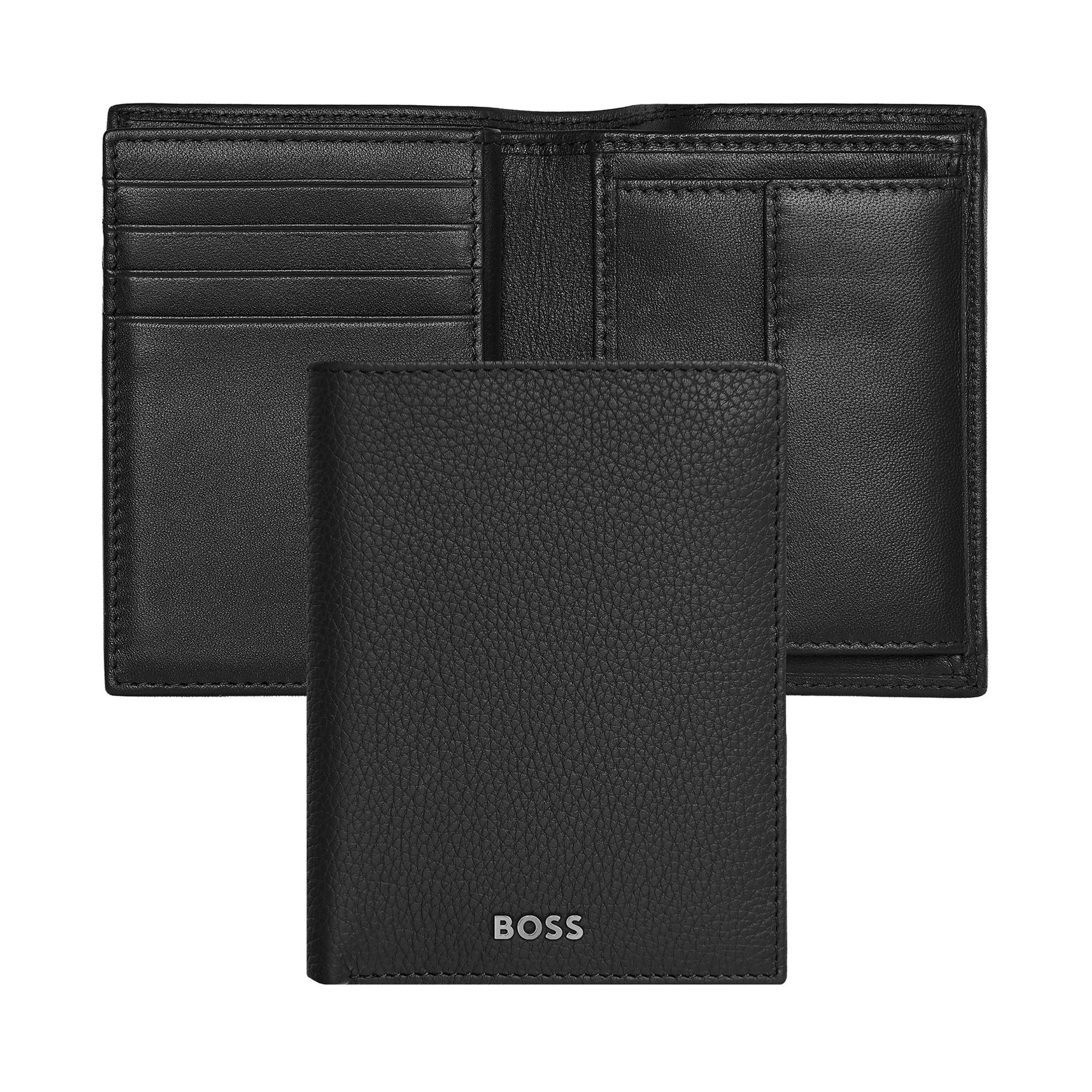 Hugo Boss Калъф за карти и монети Classic Grained, черен