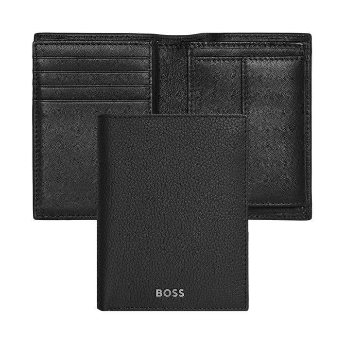 Hugo Boss Калъф за карти и монети Classic Grained, черен