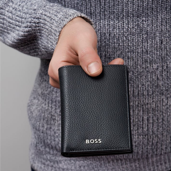 Hugo Boss Калъф за карти и монети Classic Grained, черен