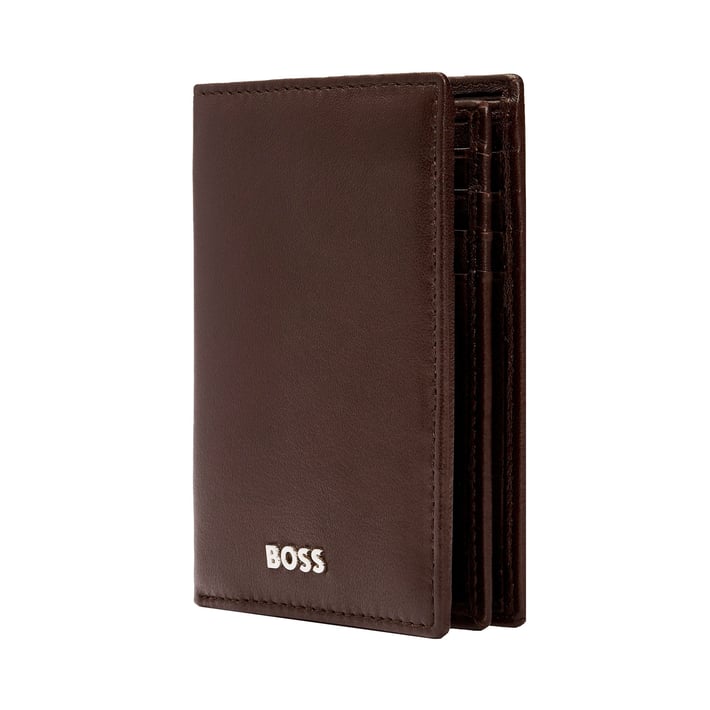 Hugo Boss Калъф за карти Classic Smooth, с 16 отделения, кафяв