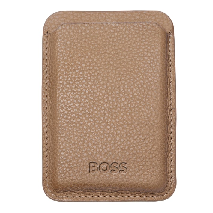 Hugo Boss Калъф за карти Classic Grained, магнитен, за телефон, карамел