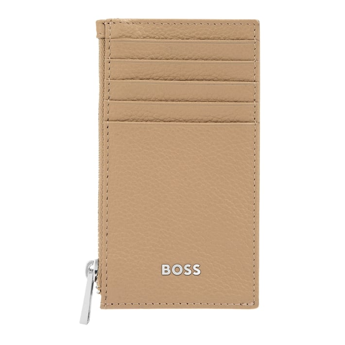 Hugo Boss Калъф за карти Classic Grained, с 5 отделения, с цип, карамел