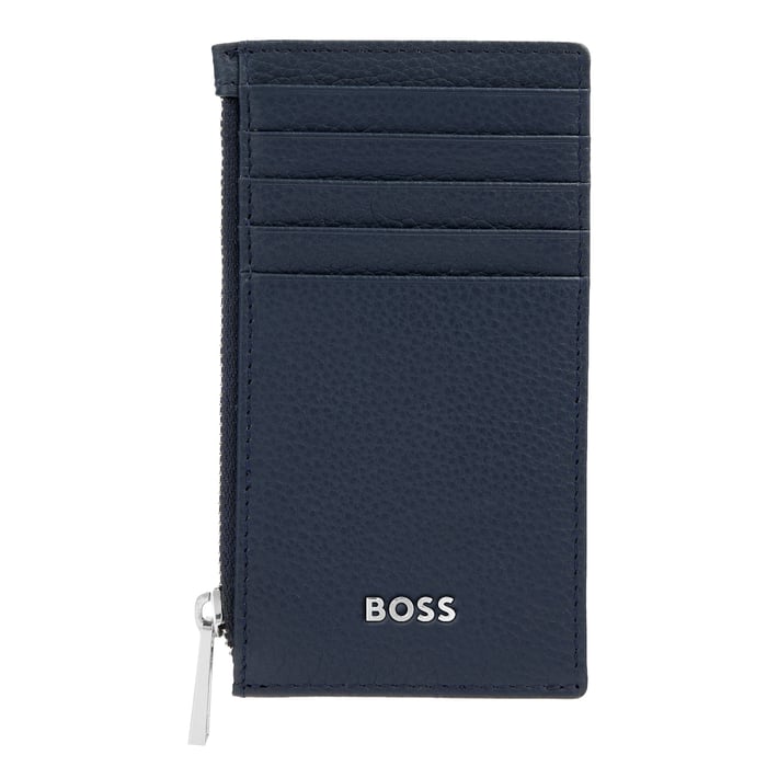 Hugo Boss Калъф за карти Classic Grained, с 5 отделения, с цип, тъмносин