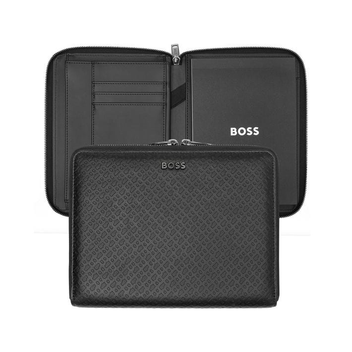 Hugo Boss Папка Monogram, A5, с цип, черна