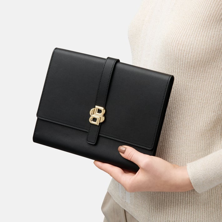 Hugo Boss Конферентна папка Double B, A5, черно-златиста