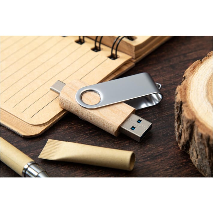USB флаш памет Swivel Wood, 32 GB, USB 2.0, USB Type C