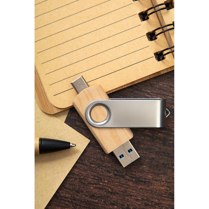 USB флаш памет Swivel Wood, 32 GB, USB 2.0, USB Type C
