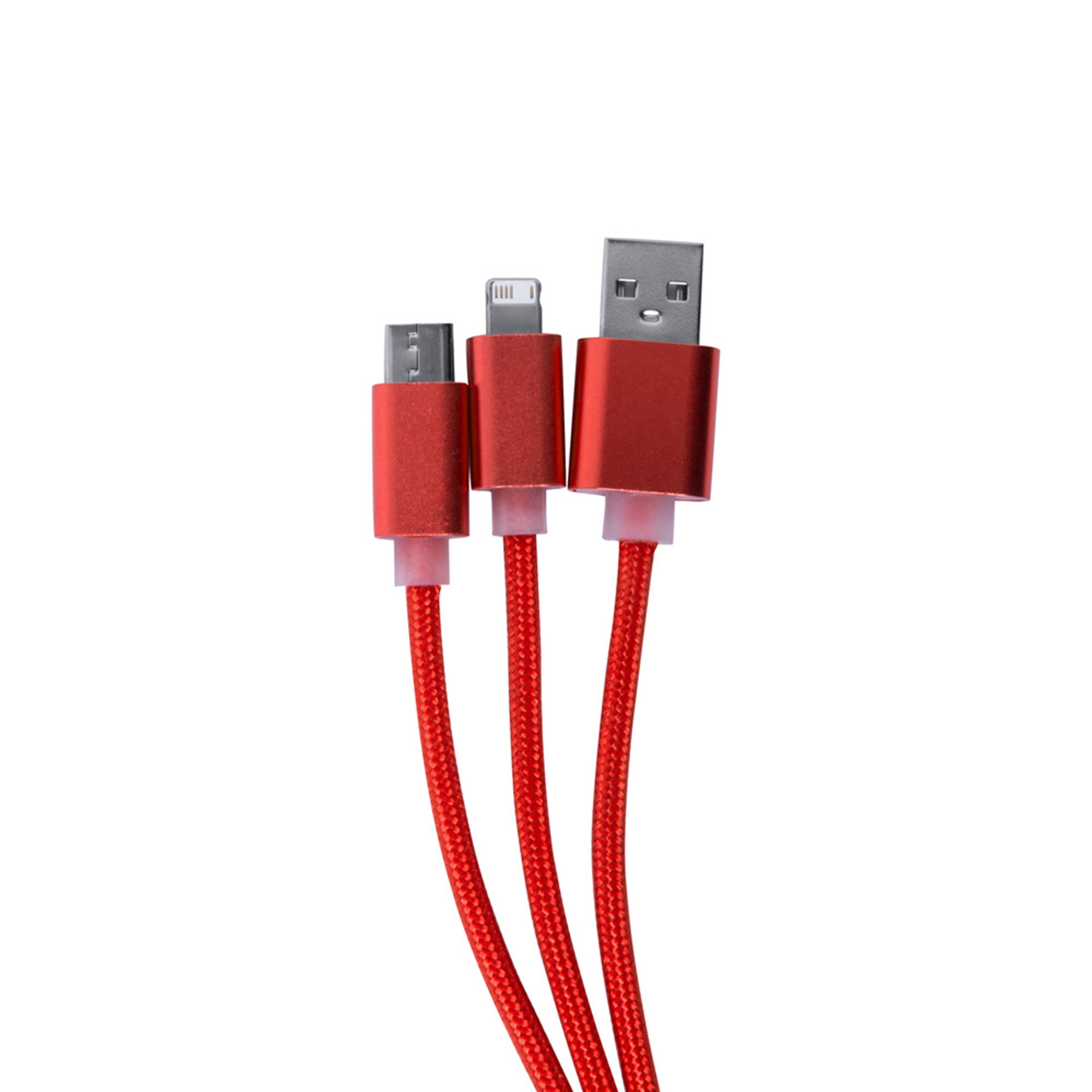 Cool Кабел 3 в 1 USB Scolt, Lightning, micro USB и USB type C, червен