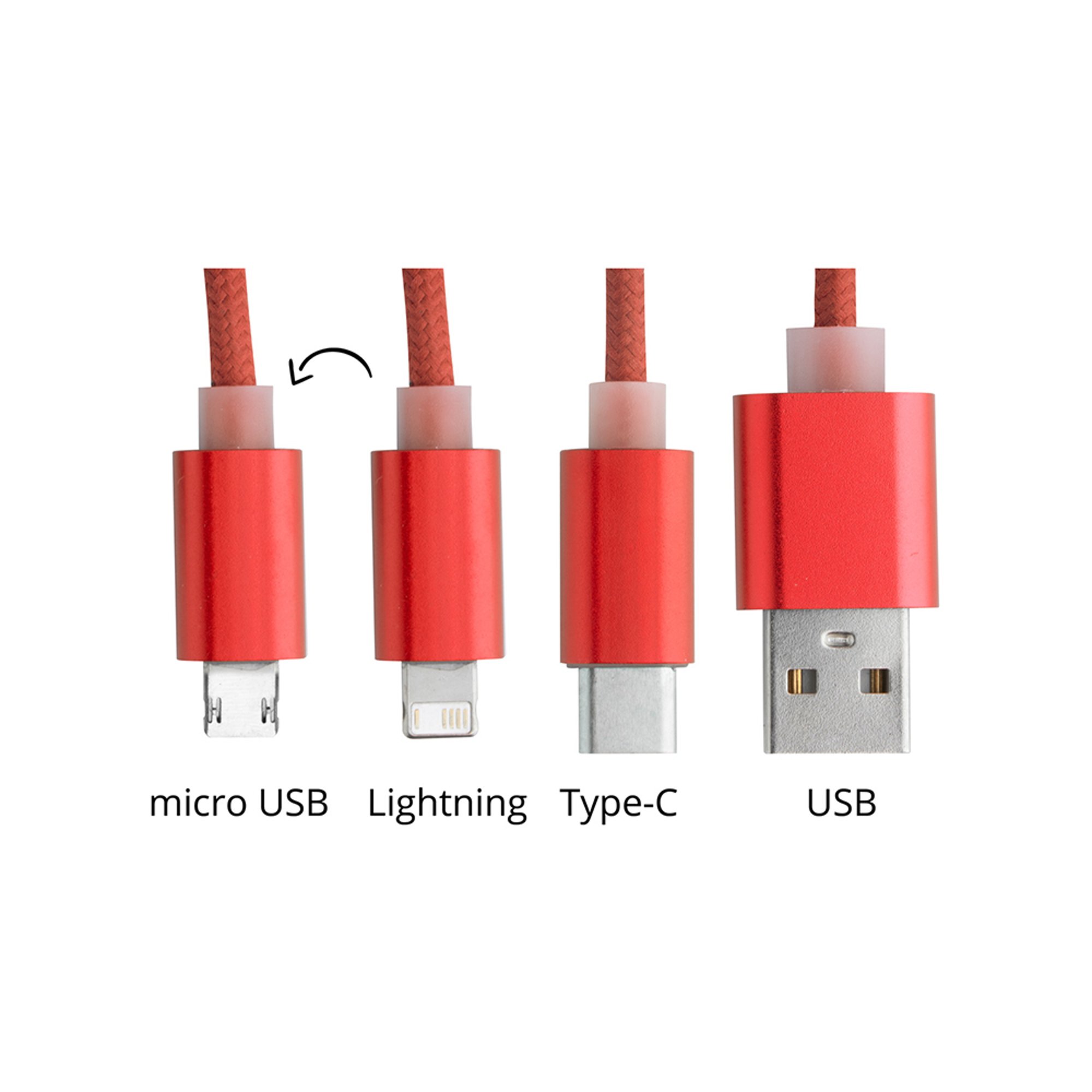 Cool Кабел 3 в 1 USB Scolt, Lightning, micro USB и USB type C, червен