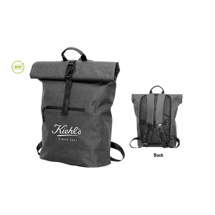 Раница Rolltop, водоустойчива, с джоб, 300D RPET, 40 х 60 cm, черна