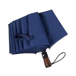 Чадър Open/Close, автоматичен, диаметър 105 cm, дървена дръжка, син