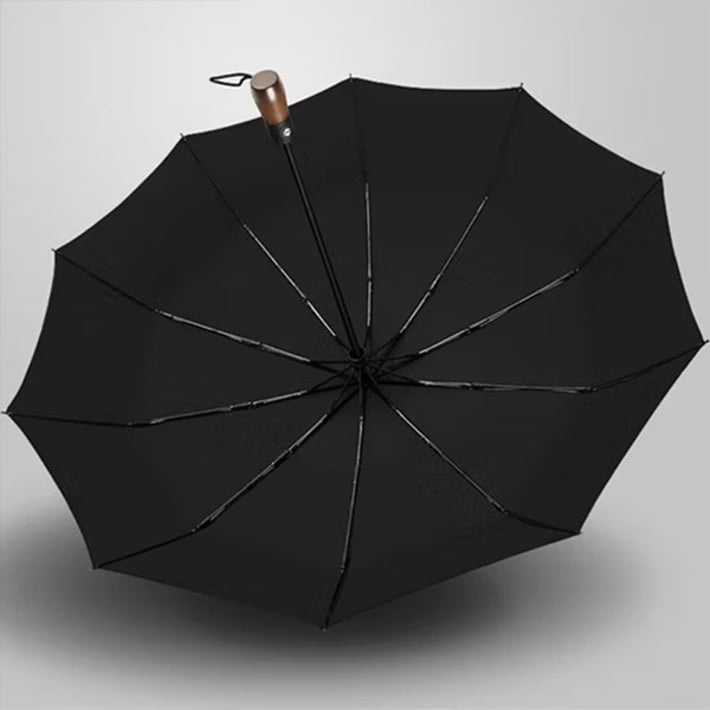 Чадър Open/Close, автоматичен, диаметър 105 cm, дървена дръжка, черен