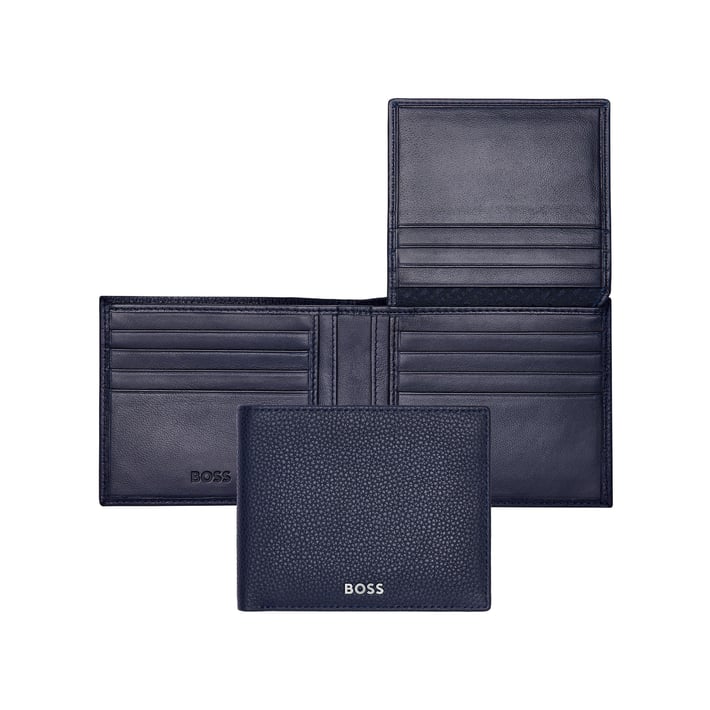 Hugo Boss Портфейл Classic Grained, с капак, тъмносин