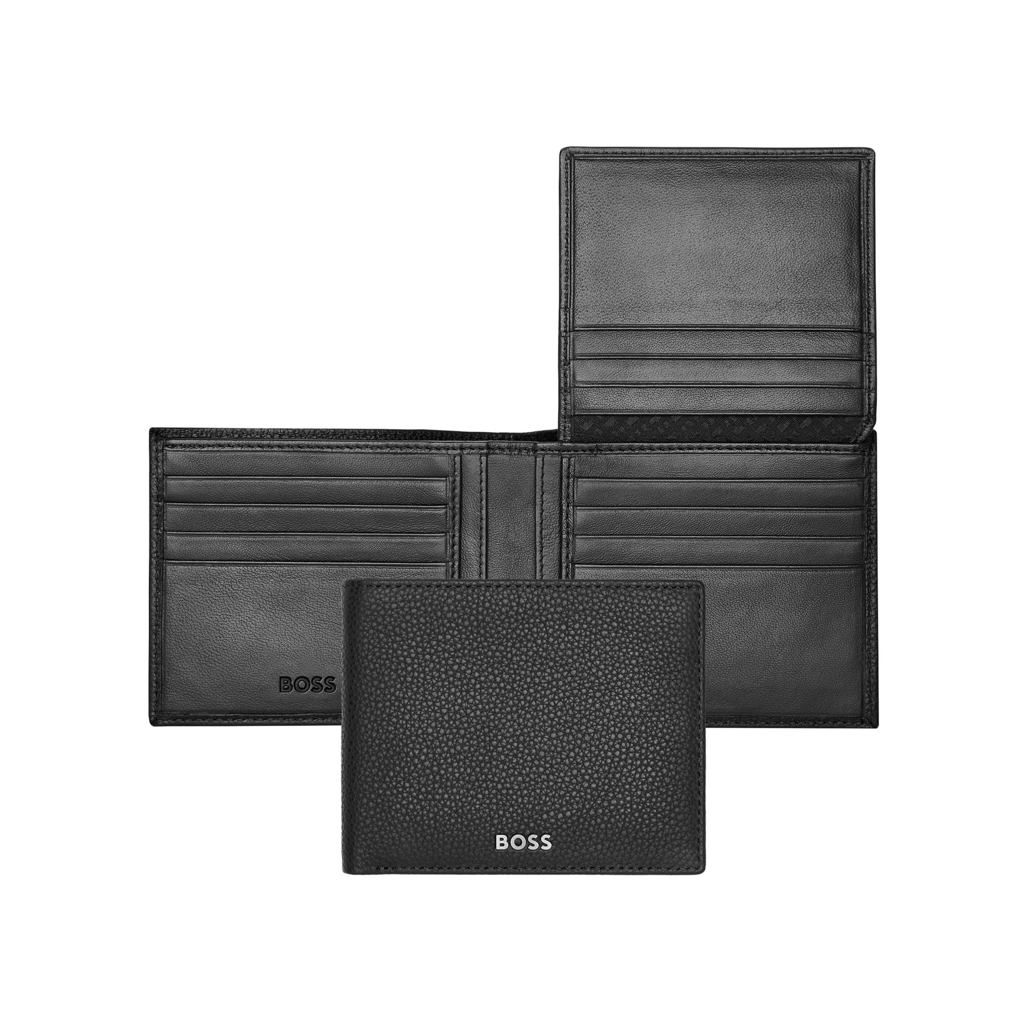 Hugo Boss Портфейл Classic Grained, с капак, черен