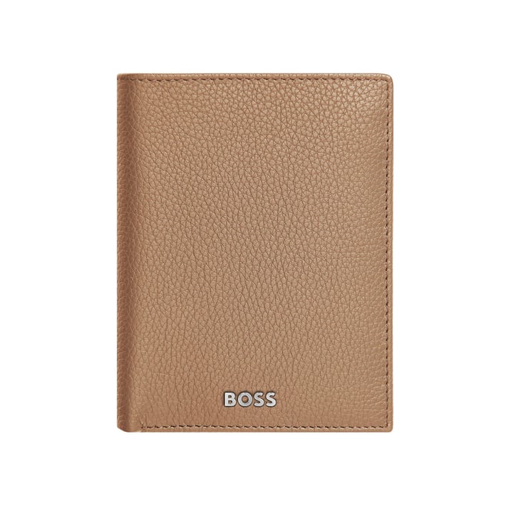 Hugo Boss Портфейл Classic Grained, вертикален, с капак, карамел