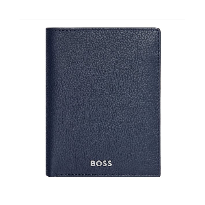 Hugo Boss Портфейл Classic Grained, вертикален, с капак, тъмносин