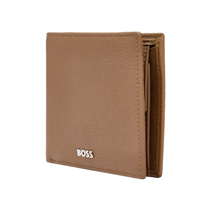 Hugo Boss Портфейл Classic Grained, с капак и отделение за монети, карамел