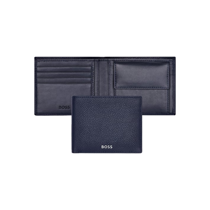 Hugo Boss Портфейл Classic Grained, с отделение за монети, тъмносин