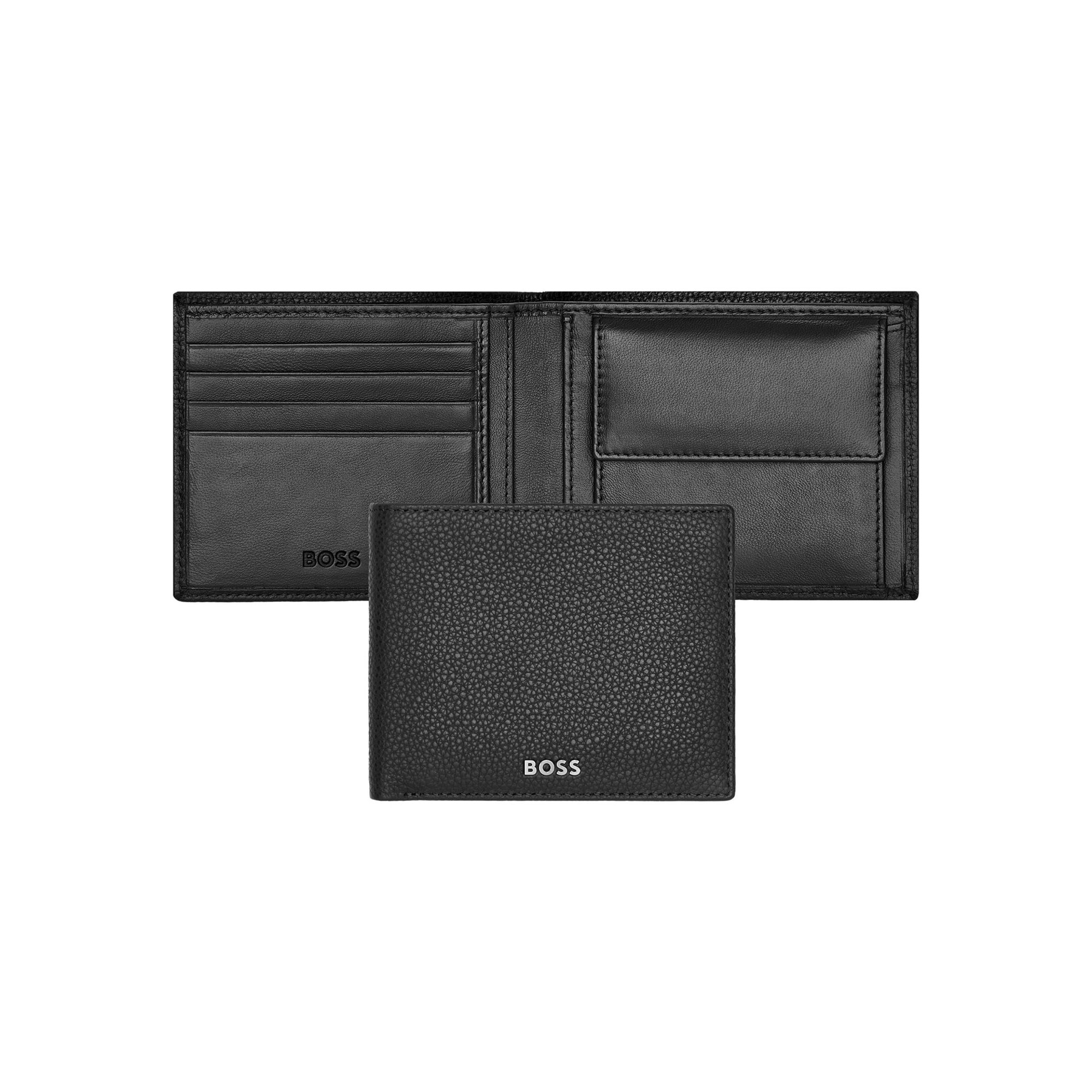 Hugo Boss Портфейл Classic Grained, с отделение за монети, черен