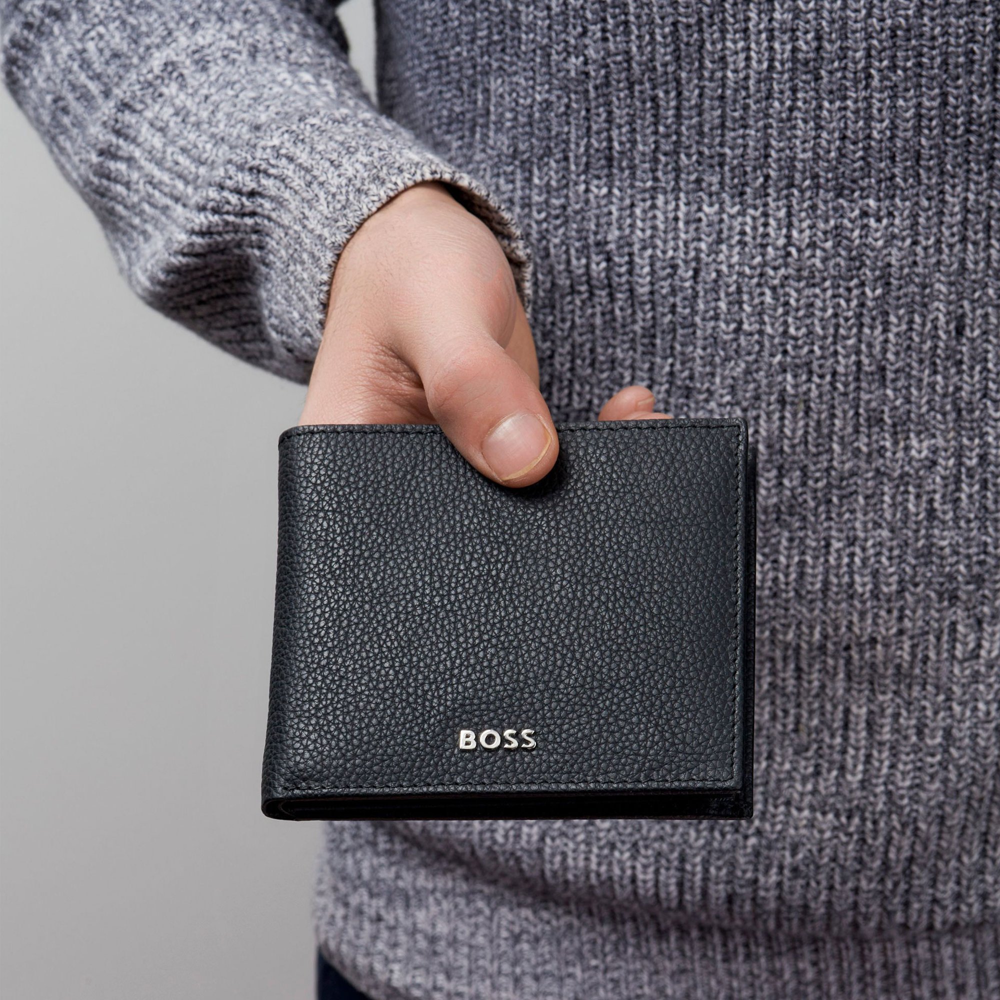 Hugo Boss Портфейл Classic Grained, черен