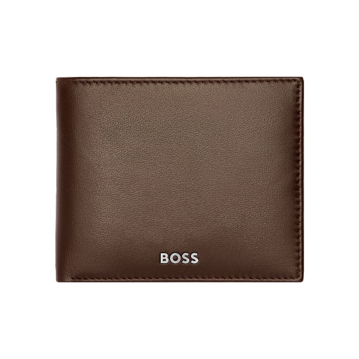 Hugo Boss Портфейл Classic Smooth, с капак, кафяв