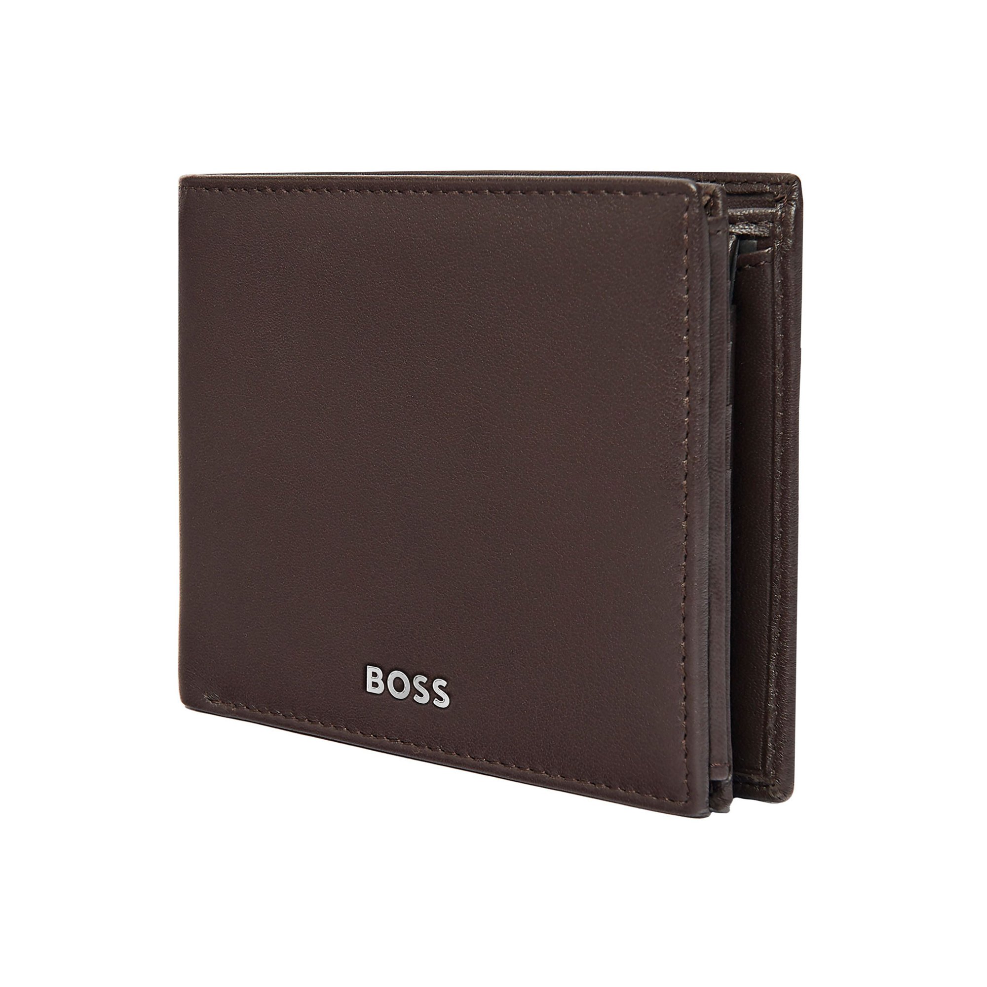 Hugo Boss Портфейл Classic Smooth, с капак и отделение за монети, кафяв