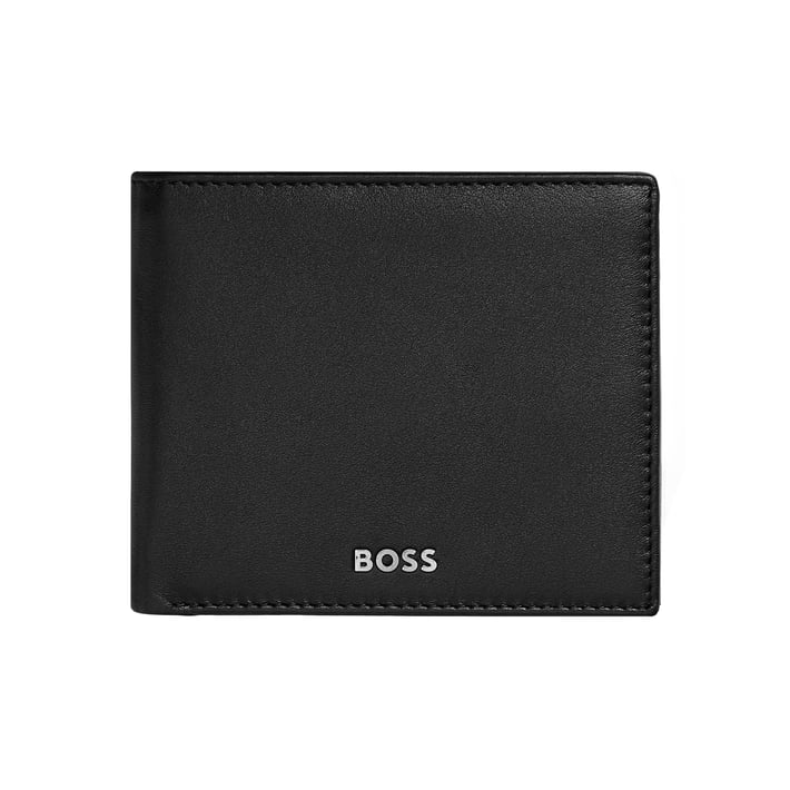 Hugo Boss Портфейл Classic Smooth, с капак и отделение за монети, черен