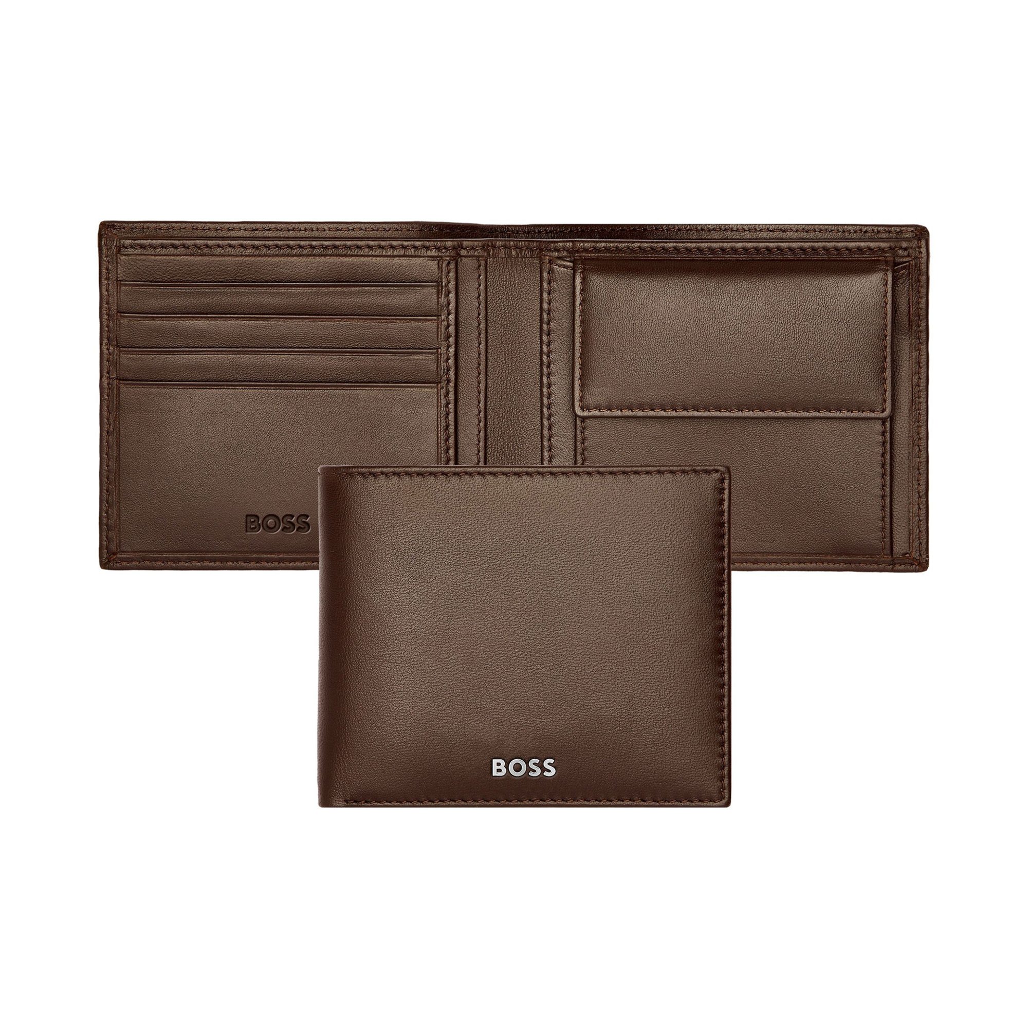 Hugo Boss Портфейл Classic Smooth, с отделение за монети, кафяв