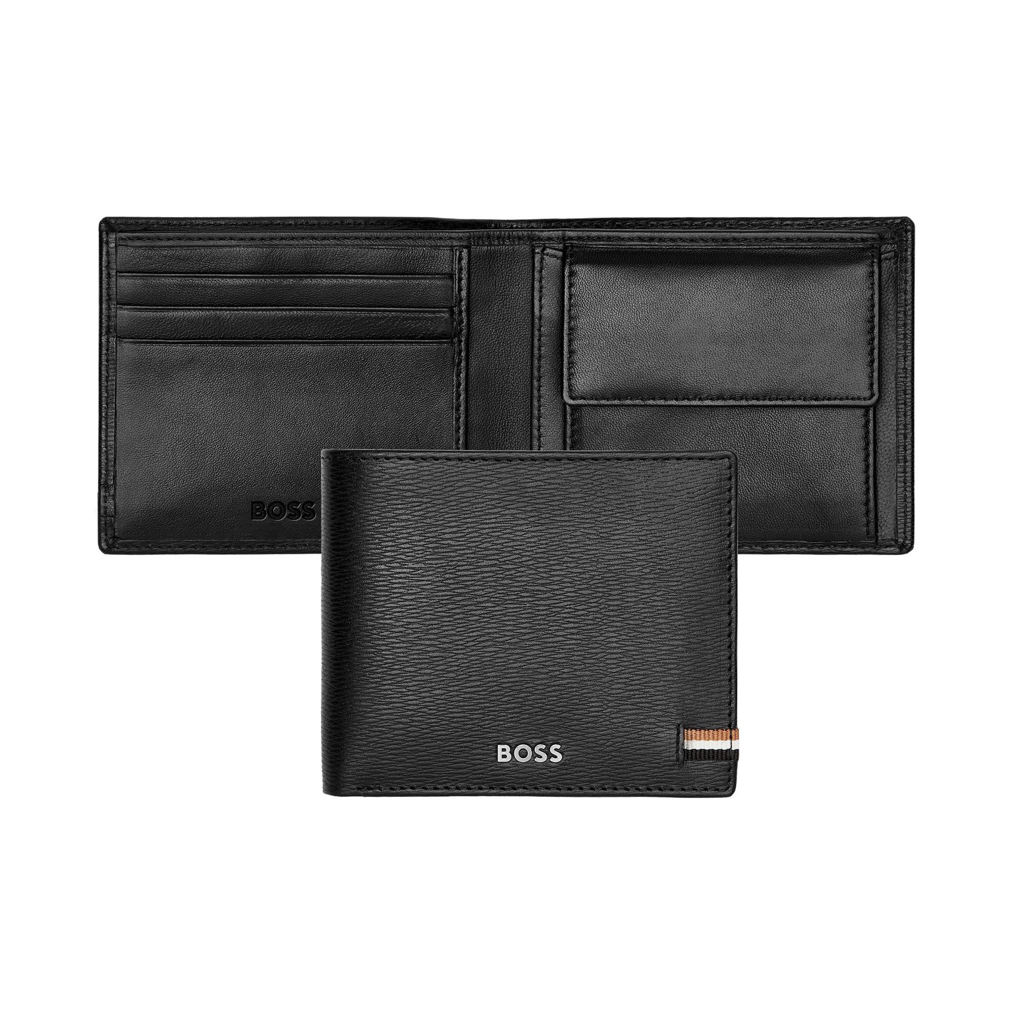 Hugo Boss Портфейл Iconic, с монетник, черен