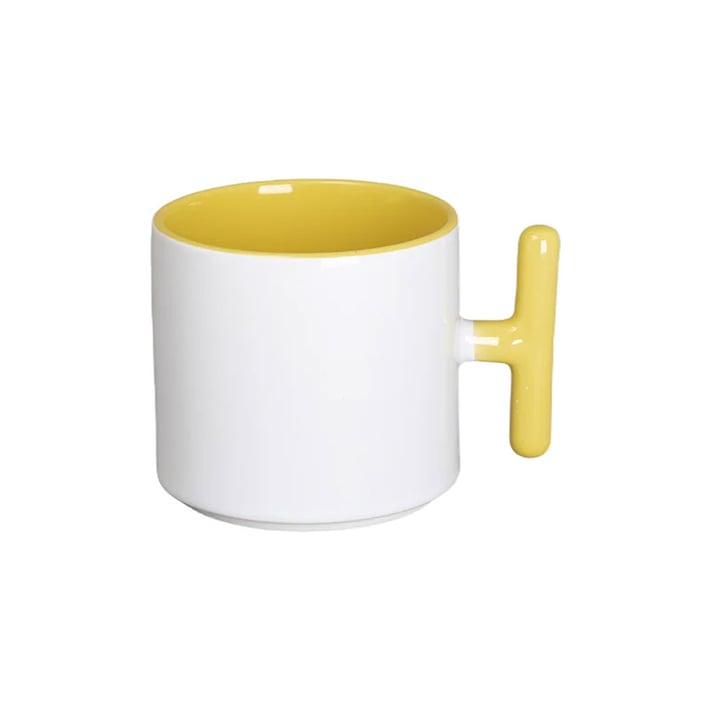 BESTSUB Чаша, керамична, с Т-образна дръжка, 270 ml, бяло-жълта
