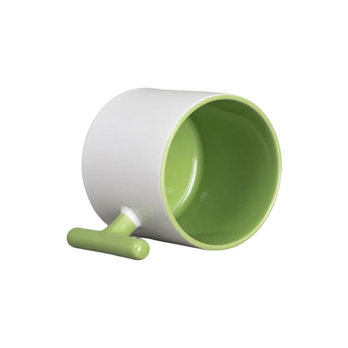 BESTSUB Чаша, керамична, с Т-образна дръжка, 270 ml, бяло-зелена
