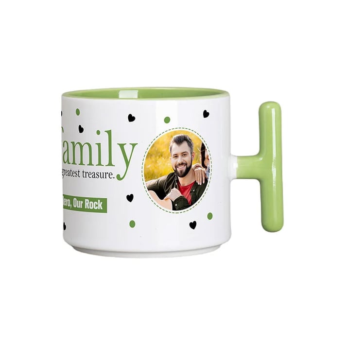 BESTSUB Чаша, керамична, с Т-образна дръжка, 270 ml, бяло-зелена