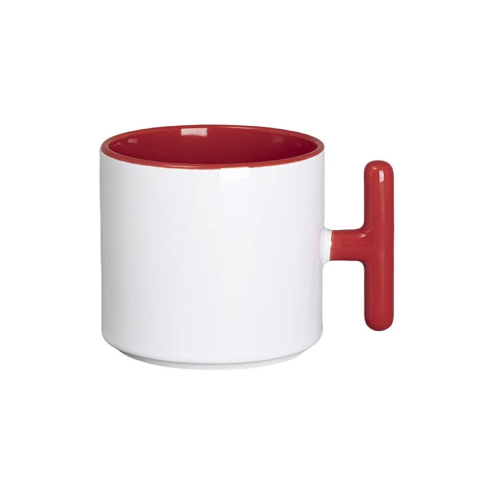 BESTSUB Чаша, керамична, с Т-образна дръжка, 270 ml, бяло-червена