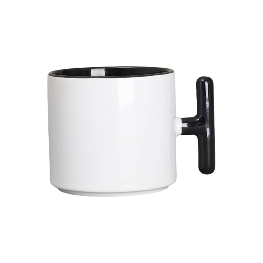 BESTSUB Чаша, керамична, с Т-образна дръжка, 270 ml, бяло-черна