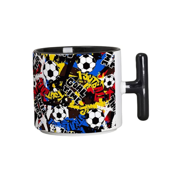 BESTSUB Чаша, керамична, с Т-образна дръжка, 270 ml, бяло-черна