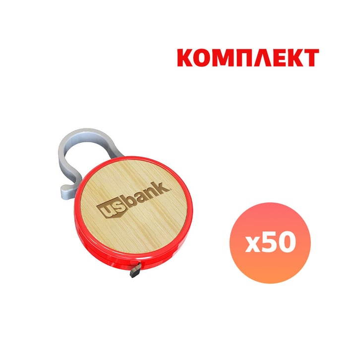 Ролетка Meter, бамбук, 1 m, червена, с пълноцветен печат, 50 броя